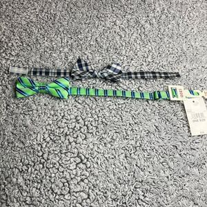 (2) IZOD Green/ Blue Striped & Blue/ White Bow tie prom formal